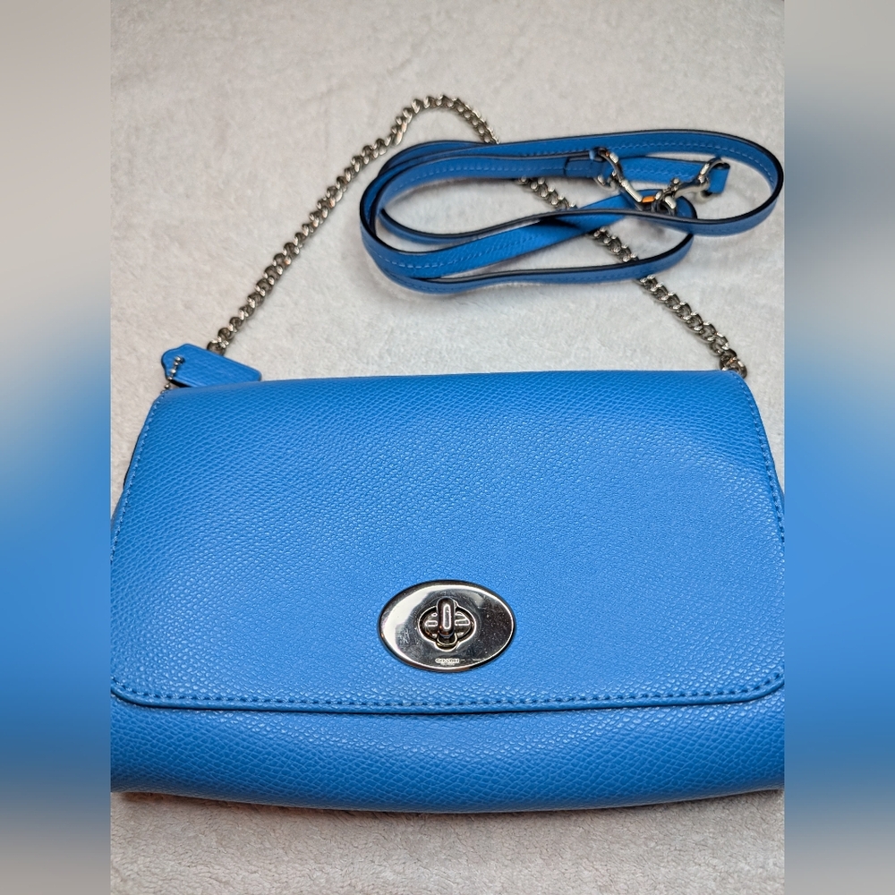 Coach Mini Ruby Blue Leather Shoulder/Crossbody Bag, Like NEW